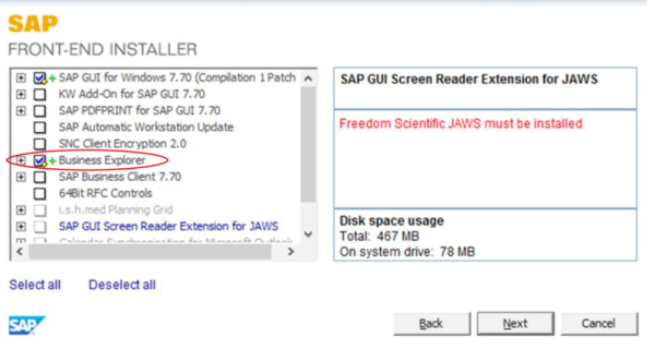 Business Explorer in SAP GUI Front-End Installer